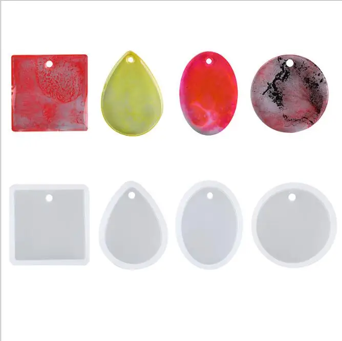5Pcs Shapes Silicone Moulds Gem Charm Pendant DIY Molds Jewelry Making Tools with Hanging Hole | Украшения и аксессуары