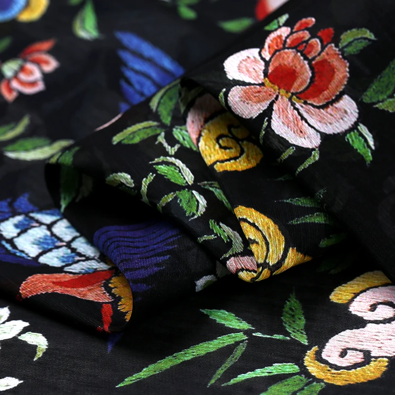 

Chinese style printing silk linen fabric crisp dress linen fabric breathable silk fabric for dress wholesale linen cloth