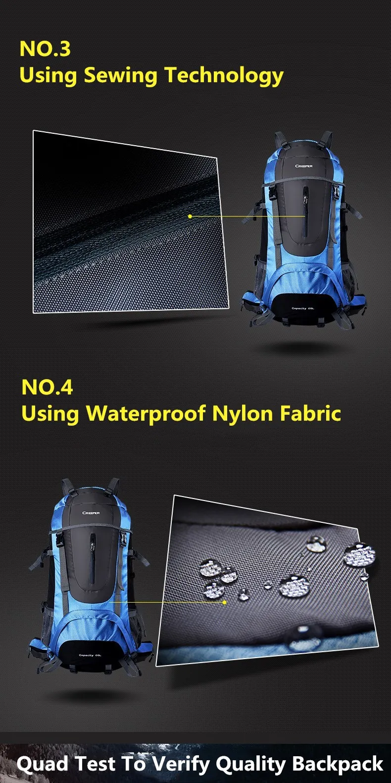 Creeper 60L мужской женский уличный рюкзак Профессиональная Водонепроницаемая нейлоновая сумка для скалолазания походная сумка
