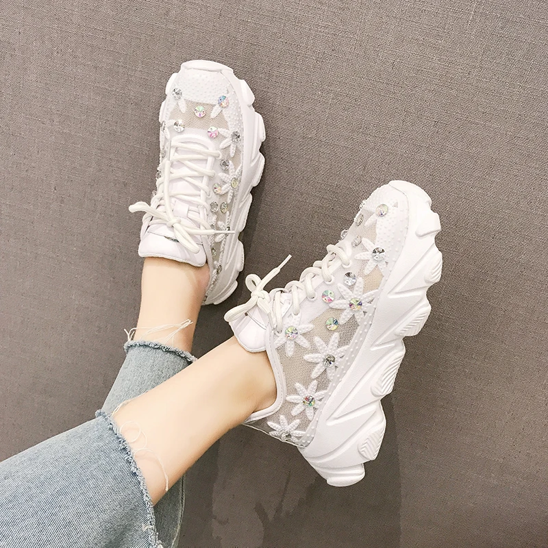 Женские туфли-лодочки Tenis Повседневная дышащая корзина с украшением в виде