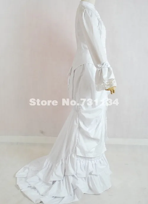 Элегантное и изящное белое хлопковое бальное платье 19-го века в пол