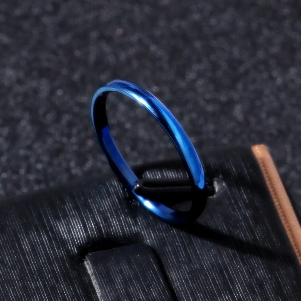 MANGOSKY 2 мм Титан Тонкая голубая кольца для женщин комплект Anillos Mujer Bijoux (украшения