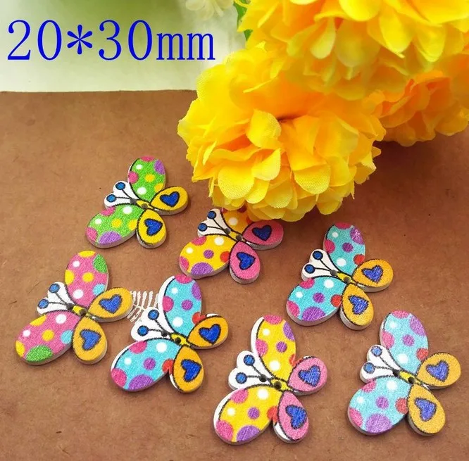 50 шт. декоративные деревянные пуговицы с бабочками 20 х30 мм|button color|wooden buttonssewing