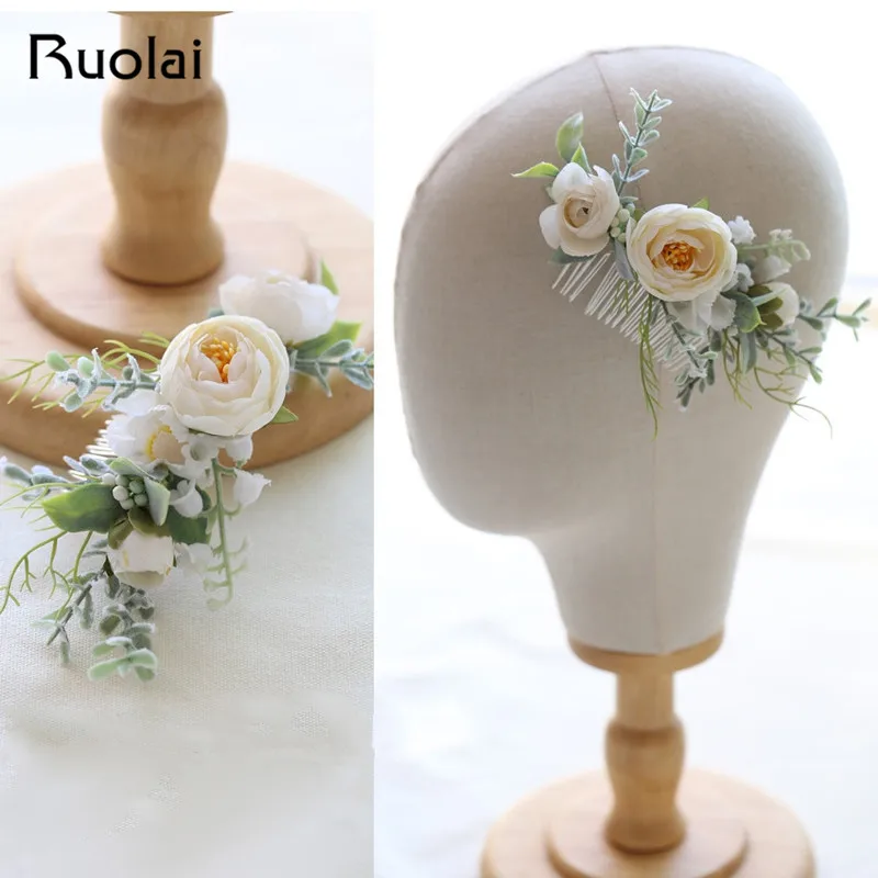 Ruolai, серебряные, золотые свадебные аксессуары для волос, ручная работа, Кристальный гребень для волос, свадебный головной убор, украшения для волос, женский цветочный головной убор HD13