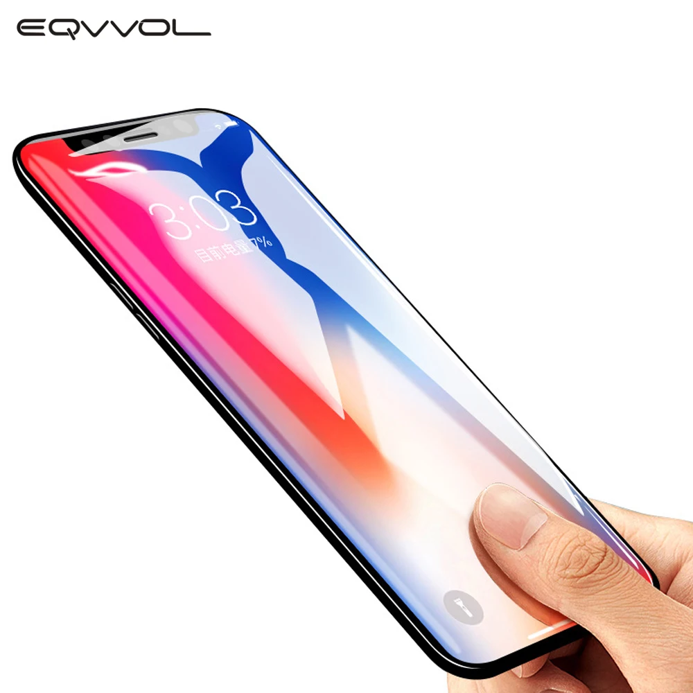 Eqvvol 6D холодной резьба полное покрытие закаленное Стекло для iPhone X 8 7 Plus HD