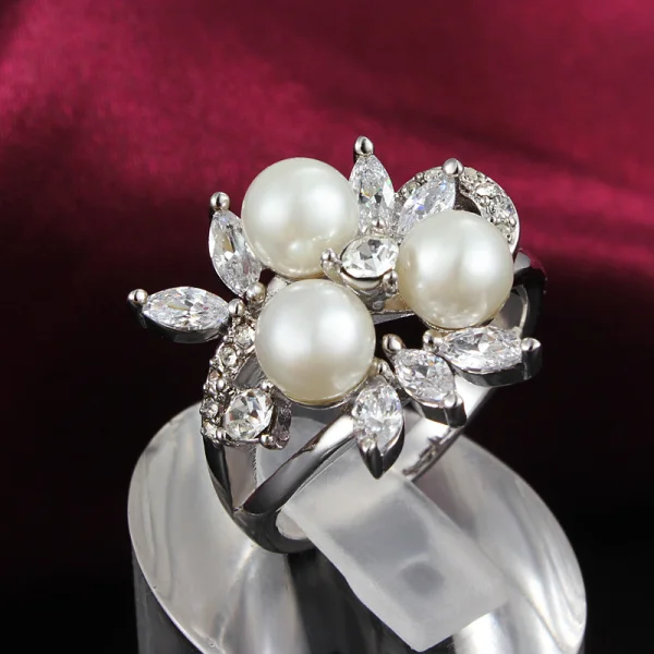 Бусы Ювелирные изделия жемчужные листья кольцо золотой цвет и серебряный