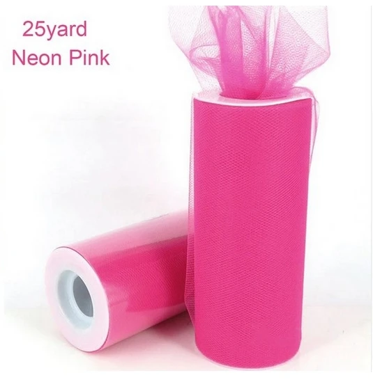 Neon pink 25 yard FENGRISE ткани 100 Двор 15 см DIY Тюль ролл Катушка Туту Одежда трикотажная ткань для Свадебный декор швейные для вечеринки, дня рождения поставок событий ткани ткань для платья свадебный декор свадебные украшения - Цвет: Neon pink 25 yard
