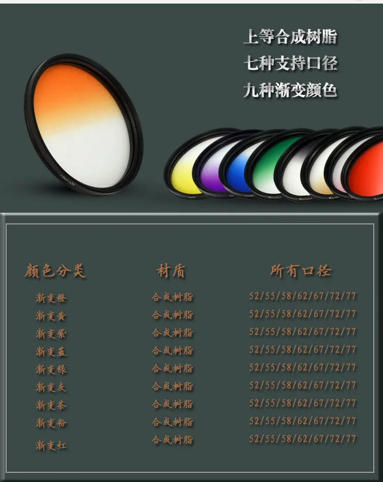 Градуированный цветной фильтр для объектива цифровой зеркальной камеры 37 40 5 43 46