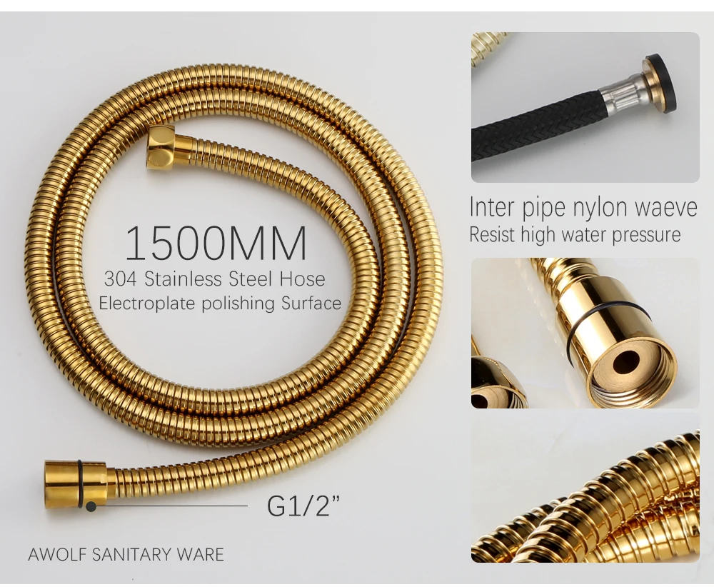 Hand Held Bidet Sprayer Gold Brass Douche Toilet Kit Hand Held Toilet Shattaf Shower Head Copper Valve Set Faucet AP2107