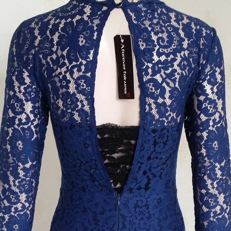 

A Forever Women Dress Long Sleeve Mini Lace Dress Hollow Backless Perspective Sexy Slim Fashion Party Dresses For Women AFF002