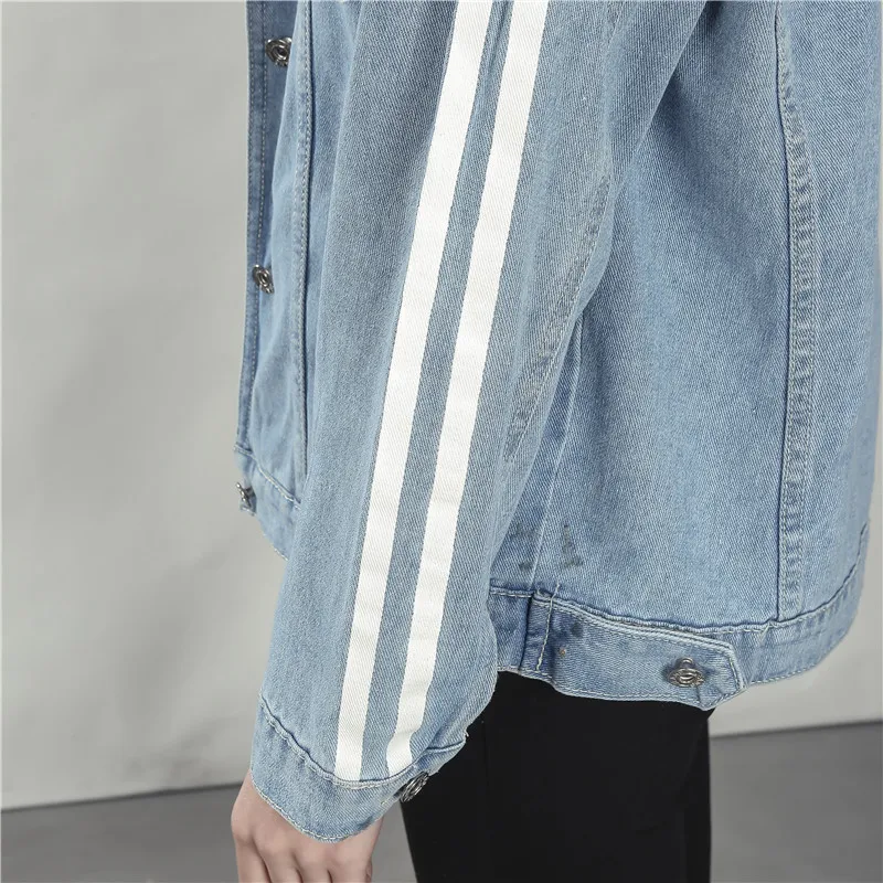 Для женщин джинсовая куртка пальто на осень и весну жакет с длинным рукавом