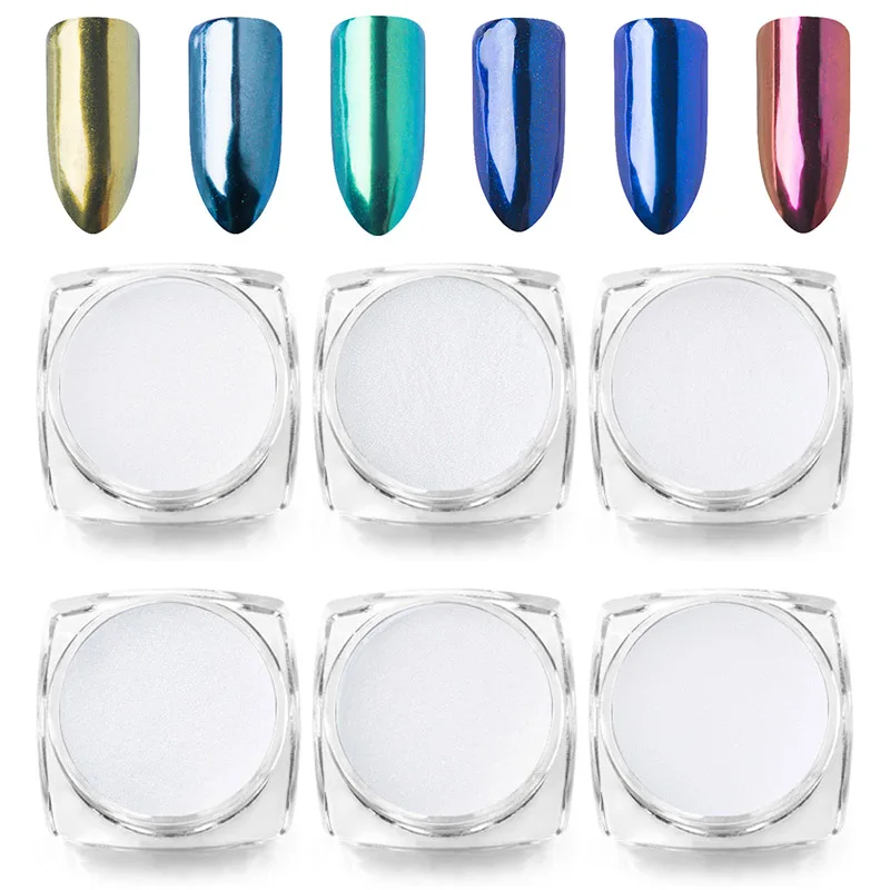 MEET ACROSS 6 Box/set Glimmer Nail Glitter Laser Gradient Mirror Effect 3D Powder Dust Manicure Nails Decoration | Красота и здоровье