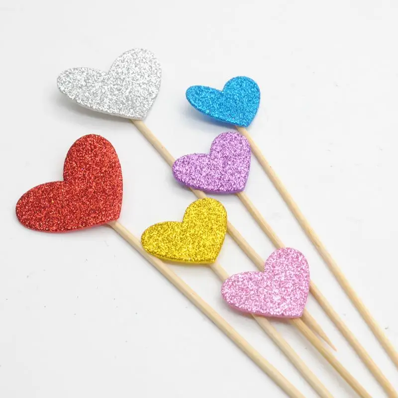 6 шт. ручной прекрасный розовый Сердце Звезда кекс топперы для маленьких девочек