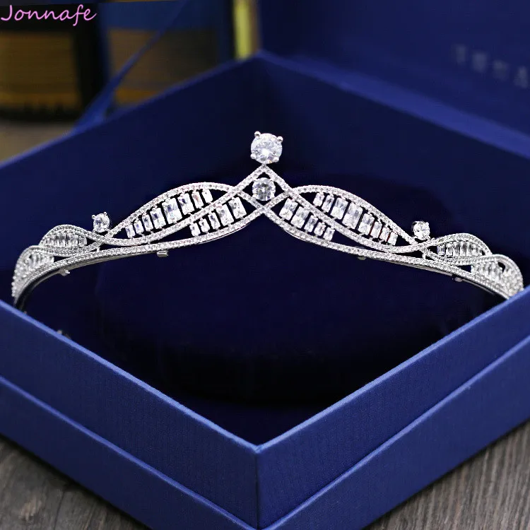 Jonnafe Fashion Zircon Princess Crown Women Patry Headpiece Wedding Silver Tiara Bridal Hair Accessories Jewelry | Украшения и