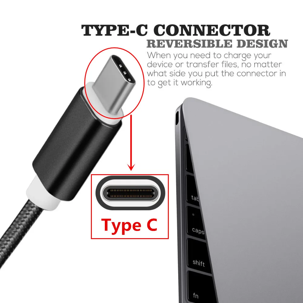 Фото Кабель с разъемом USB типа C для быстрой зарядки usb нейлоновый плетеный кабель шнур для Xiaomi mi a1 5/5s Huawei p10 p20 mate 10 lite pro axon 7 nubia z11/мини s lg №2