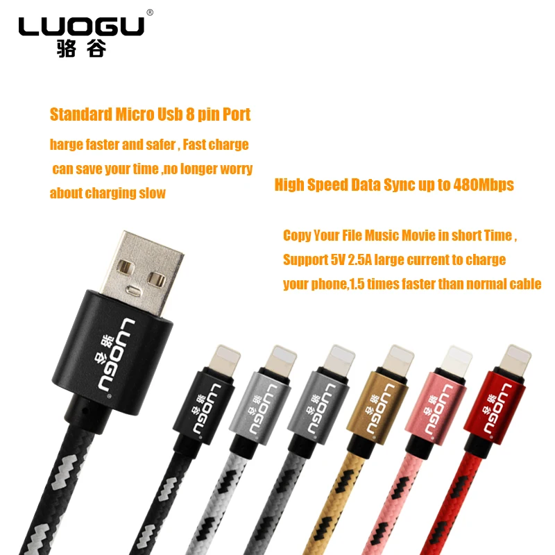 LUOGU Cable Fast Charger Adapter Original USB For iphone 6s plus i6 i5 5 5s ipad air2 Mobile Phone Cables | Мобильные телефоны и