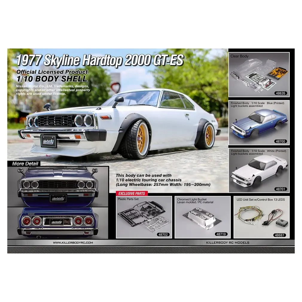 Killerbody 1977 Skyline Hardtop 2000 GT-ES прозрачный корпус для 1/10 Электрический туристический