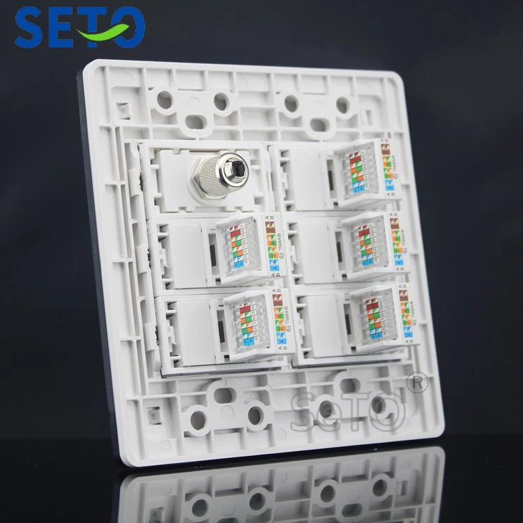 SeTo 120 тип One TV + Five RJ45 Cat5e сетевая Lan панель для розетки настенная пластина лицевая