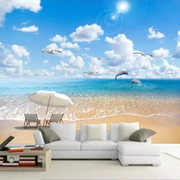 custom any size hawaiian beach spray seascape photo mural wall cloth living room tv sofa home decoration waterproof 3d wallpaper