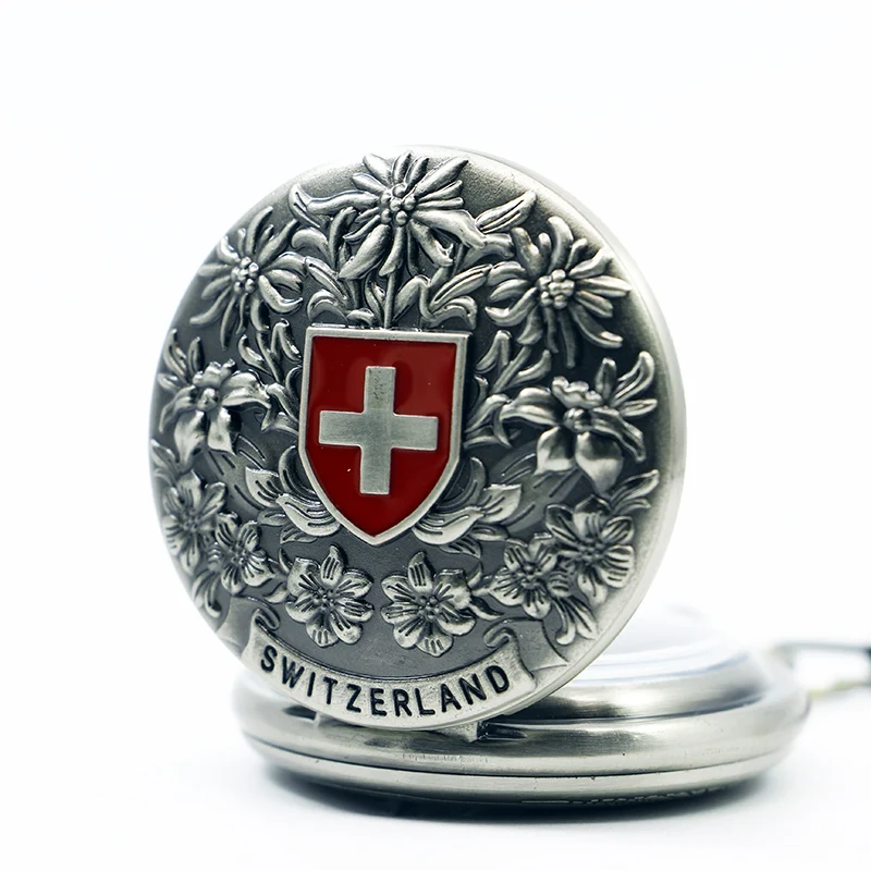 High Quality Switzerland Red Cross Hollow Hand Wind Mechanical Pocket Watch Classic Men Women Pocket Watch for Birthday Gift