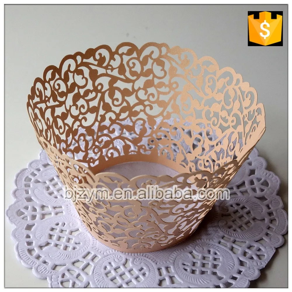 Beautiful Jade Color baking cup decorating pearl paper cakes molds laser cut vine design Cupcake Wrapper 12pcs on sale promotion |