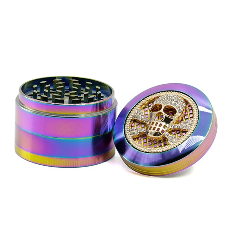 

1Pcs 4 layer 63x50mm Ice blue diamond animal shape Zinc alloy material smoking herbal grinder tobacco Accessories