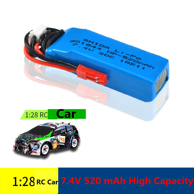 Обновленная версия 5 шт./лот WLtoys K989 Lipo Battery 2S 7 4 V 520mAh для Mini-q 1:28 Wltoys RC Cars K969 K979 K999 P929