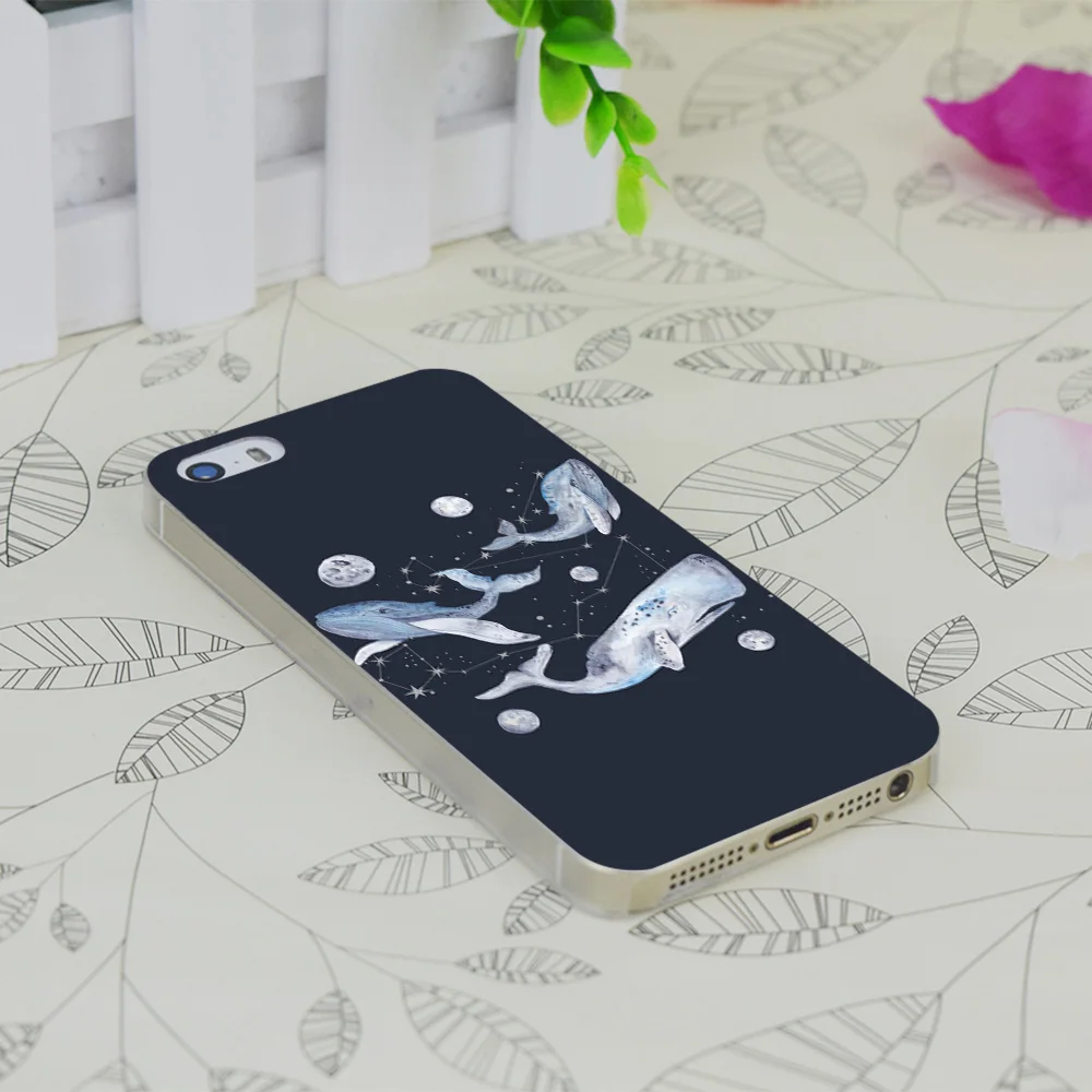 C2333 Whales And Stars Transparent Hard Thin Case Skin Cover For Apple IPhone 4 4S 4G 5 5G 5S SE 5C 6 6S Plus |