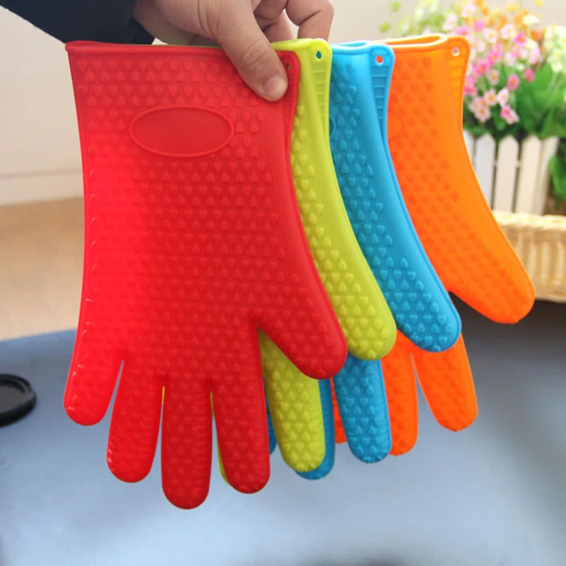 

1 piece Microwave Oven Gloves Kitchen Baking Anti-scald Ailicone Anti-heat Gloves Five Fingers+B C3-4
