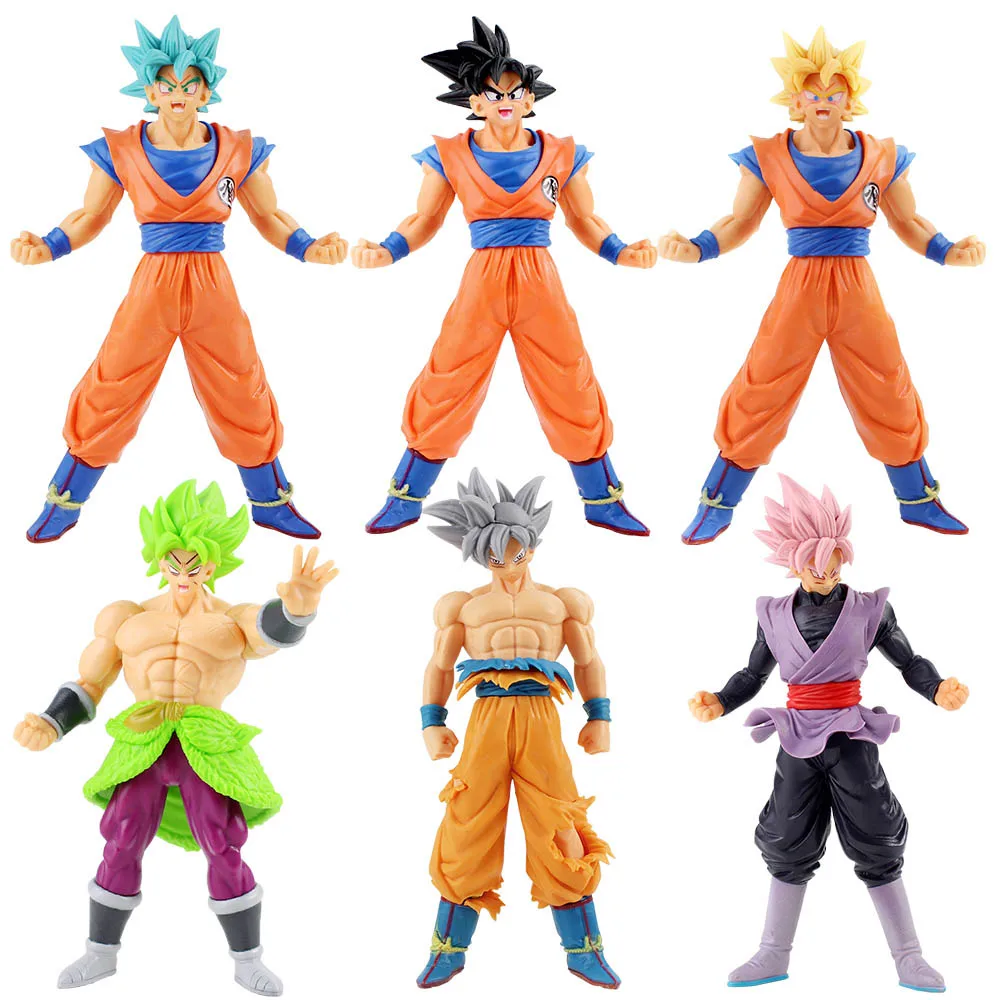 Style B opp bag 2 стиля, 6 шт./партия, Жемчуг дракона, Супер Saiyan, розовый, черный, синий, зеленый, волосы, ультра-Instinct, Goku Broly, игрушки Фигурки из ПВХ, коллекционная кукла - Цвет: Style B opp bag