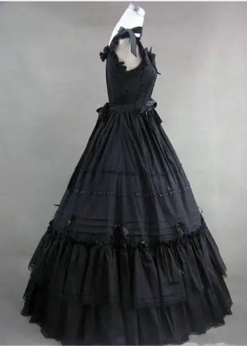 Возможно изготовление на заказ 2015 Ретро Кружевное черное Хлопковое платье без