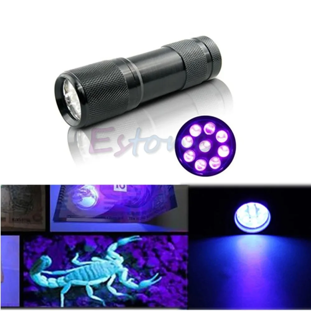 

New Mini Detection 9 LED UV Ultra Violet Blacklight Flashlight Torch Light Lamp #K4U3X#