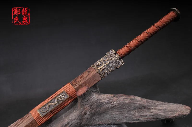 Старинная бронза китайский кованый меч дамасская/сложенная стальная клинок