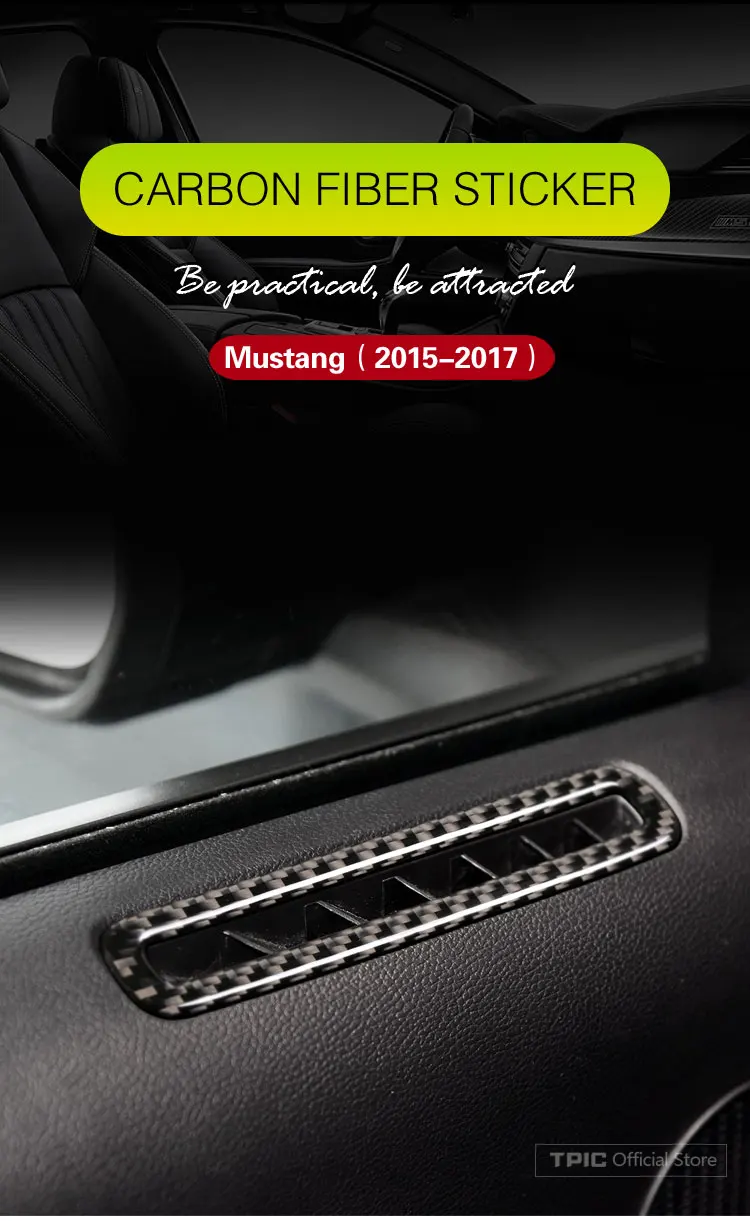 TPIC для Ford Mustang углеродное волокно двери автомобиля кондиционер выходное отверстие рельефная Накладка для отделки наклейка аксессуары для стайлинга автомобилей