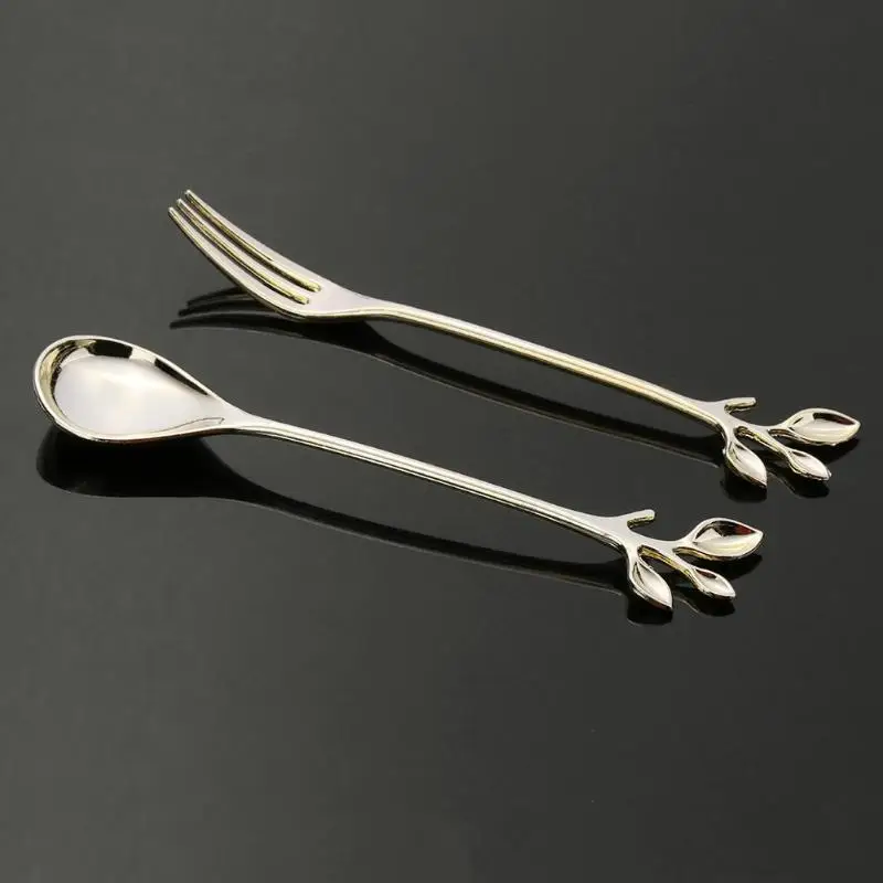 2 шт. винтажные ложки вилка королевские золотые металлические резные Мини