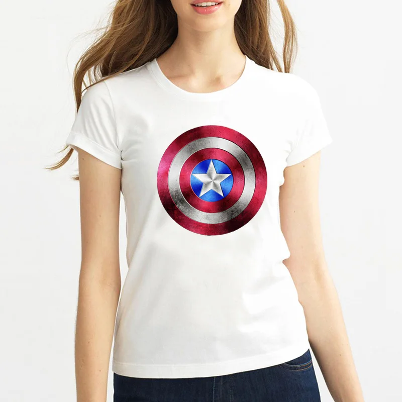 Женская футболка в стиле панк H590 летняя большого размера с логотипом Captain America