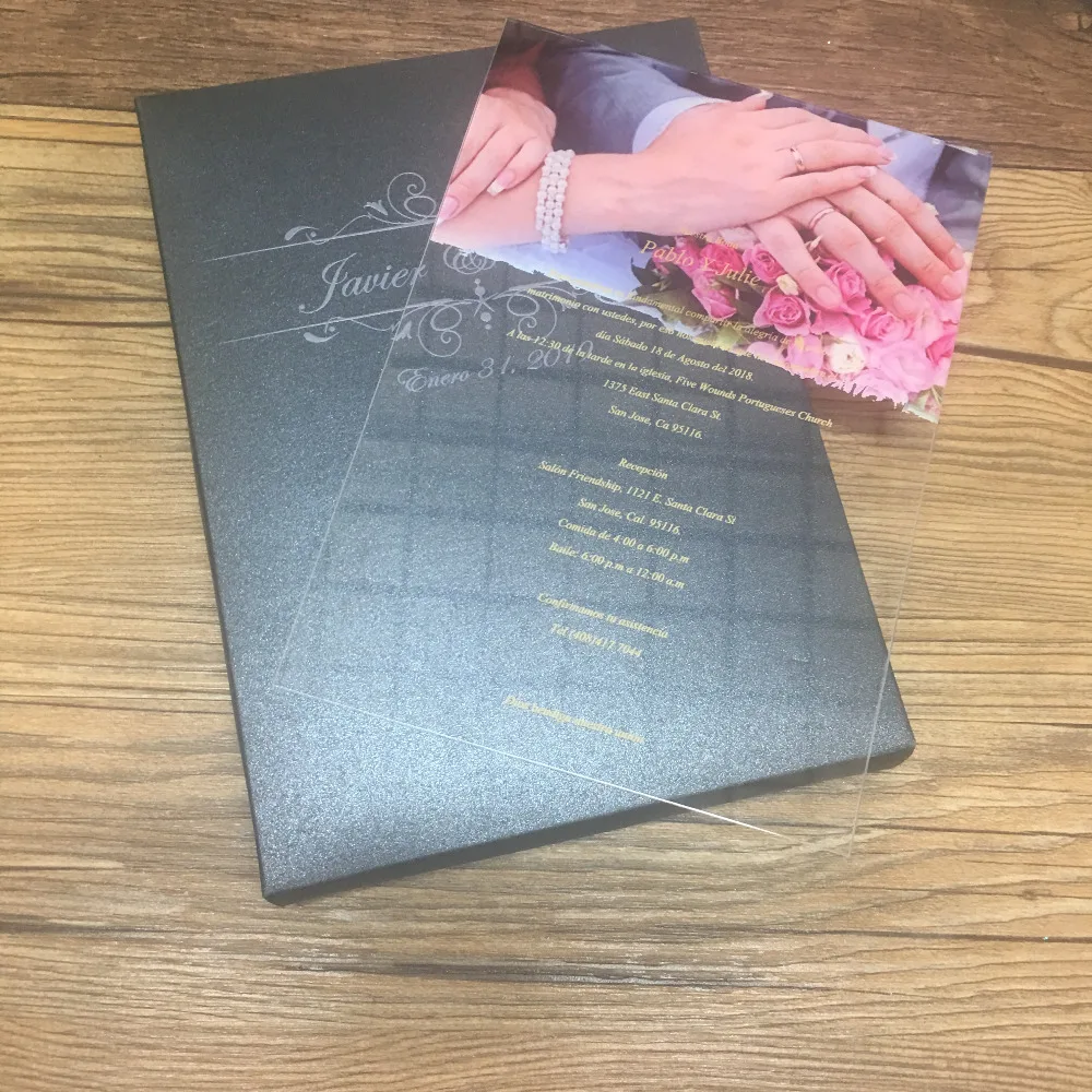 

2018 hot sale custom colorful printing acrylic card wedding invitation card colorful printing for wedding favor