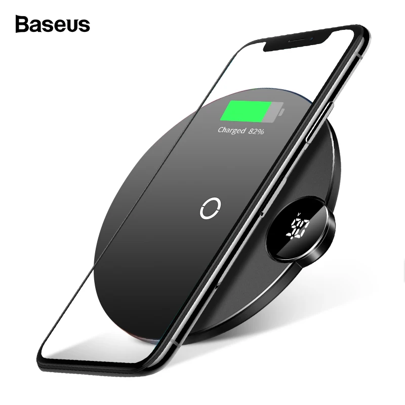 Baseus в/A Светодиодный дисплей Qi Беспроводное зарядное устройство для iPhone Xs Max XR X 8 Plus быстрая настольная Беспроводная зарядная подставка для samsung Note 9 8
