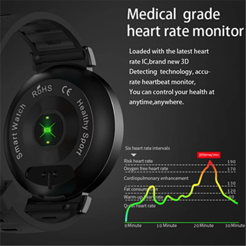 OGEDA мужские smart watch фитнес тренировка запястья ремешок шагомер сердечного ритма