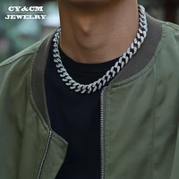 13mm hip hop miami curb cuban chain necklace golden iced out rhinestones cz bling rapper link silver color necklaces men jewelry