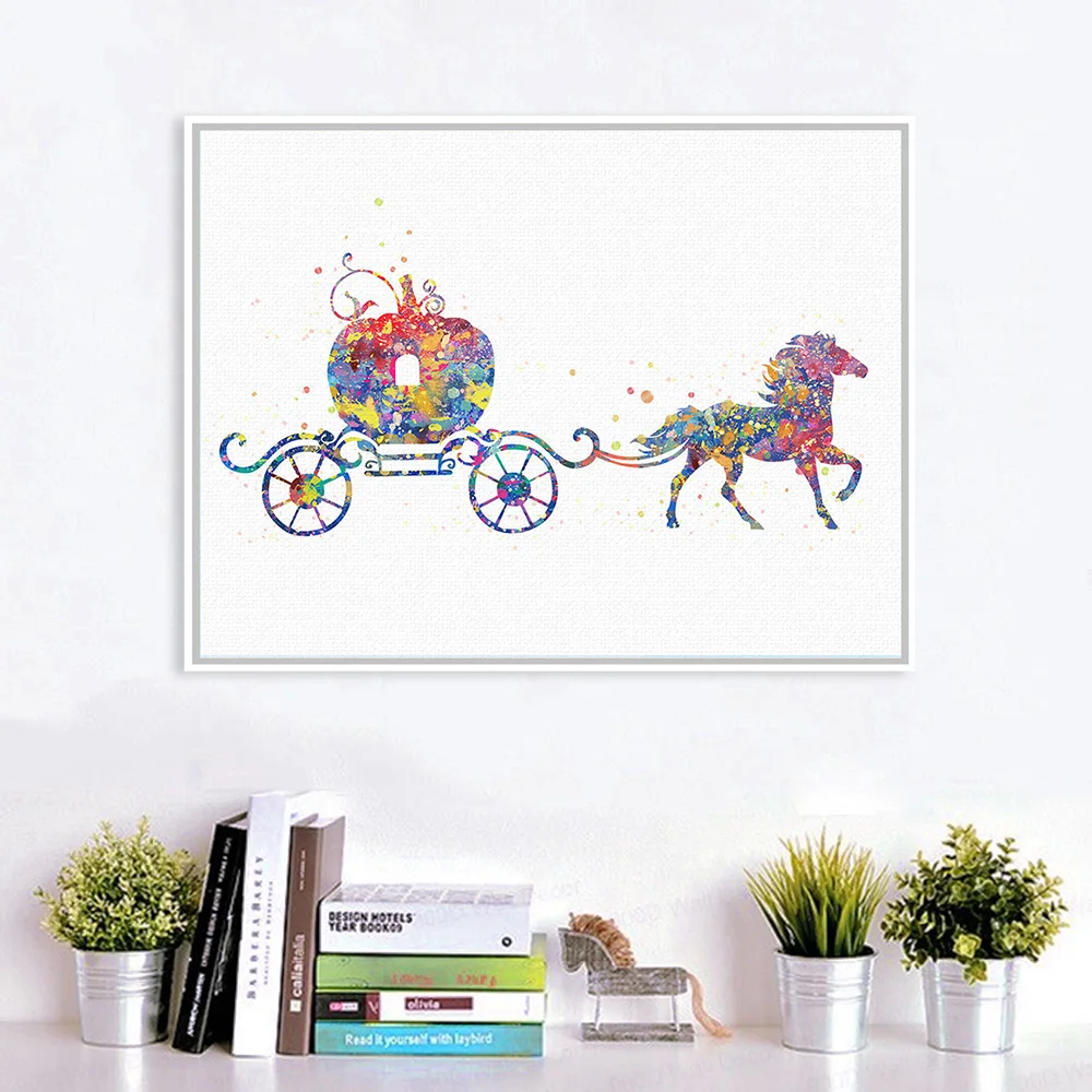 Оригинальная Акварельная Карета для Золушки в форме тыквы поп Фэнтези