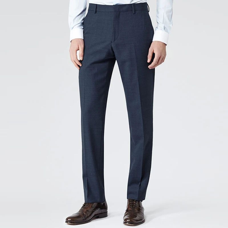 

Облегающие темно-синие шерстяные мужские классические деловые брюки высокого качества, на заказ, MTM, Индивидуальные брюки 2018 VA