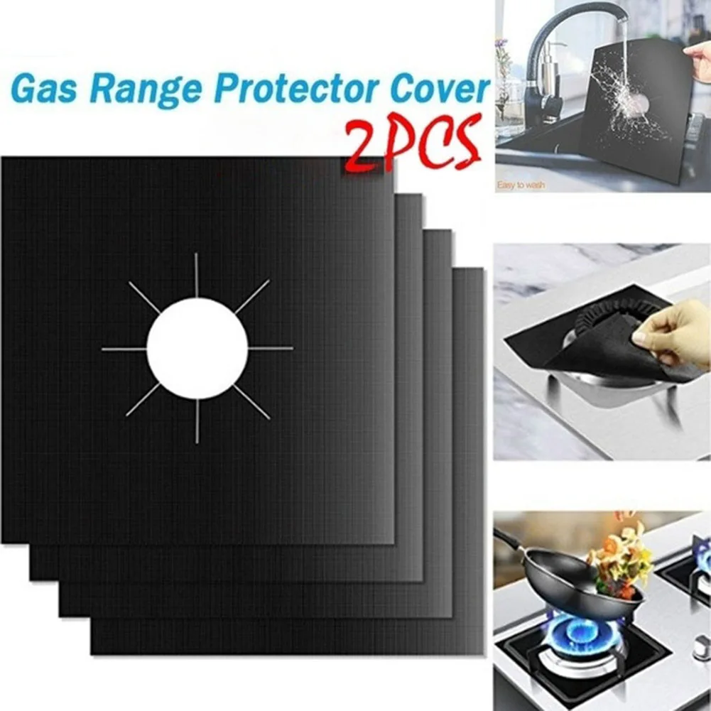 New 2Pcs Gas Stove Cooker Protectors Cover/liner Clean Mat Pad Kitchen Gas Stove Stovetop Protector Kitchen Accessories