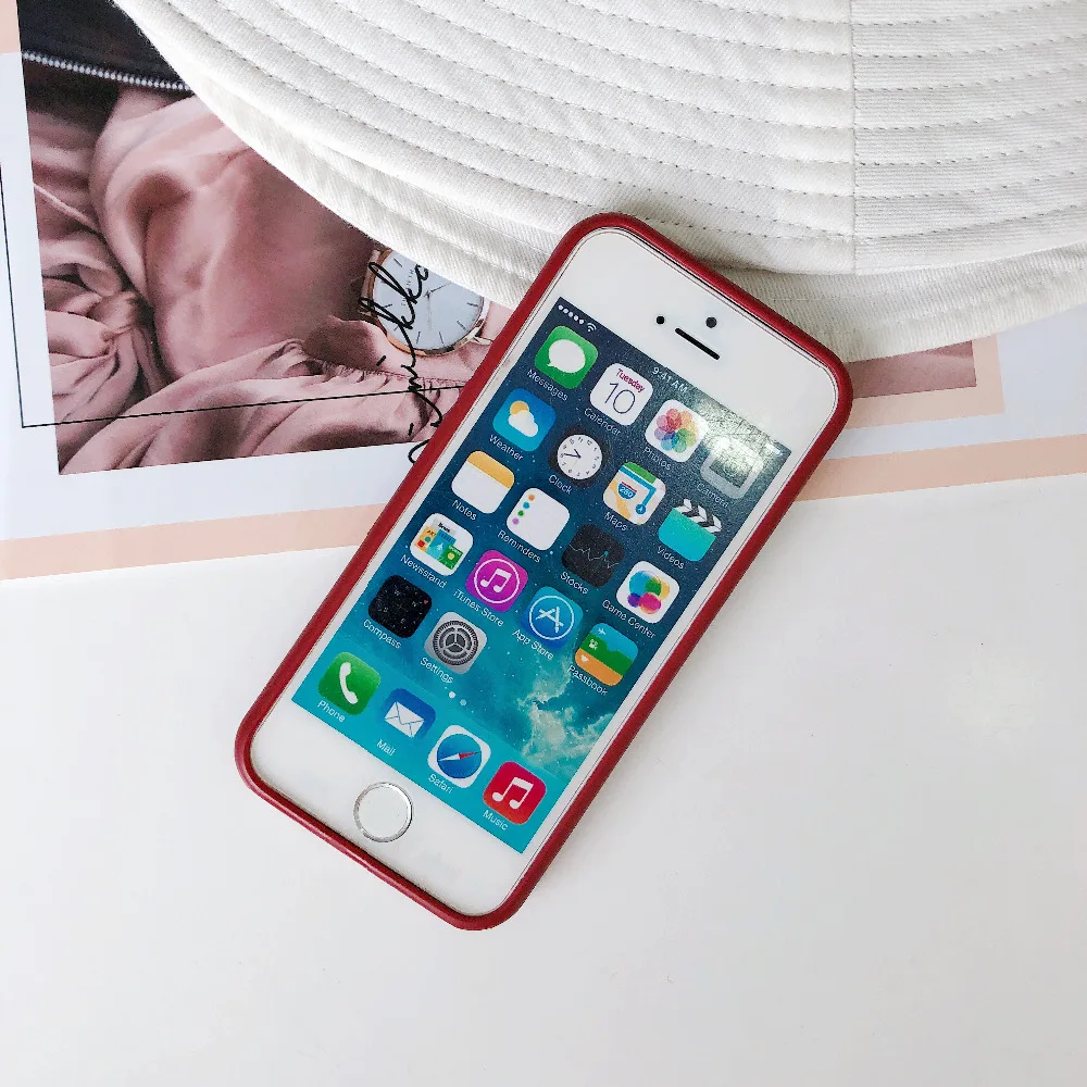 Модный матовый чехол из ТПУ ярких цветов для iPhone 5 роскошный мягкий силиконовый SE