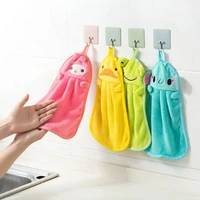 cute animal new candy colors soft coral velvet cartoon animal towel can be hung kitchen used