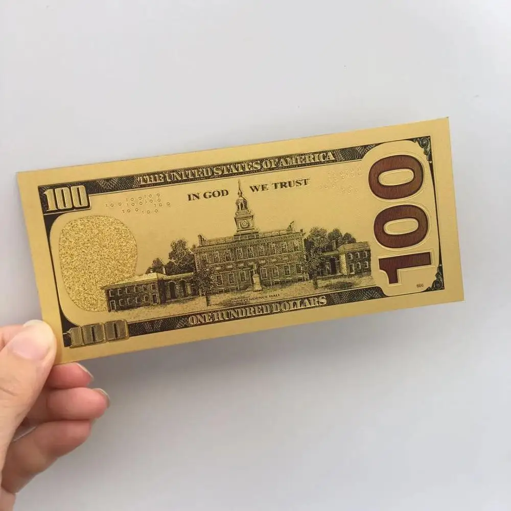 2 шт./компл. 100 долларов поддельные деньги 24K позолоченные банкноты реалистичные античные Позолоченные