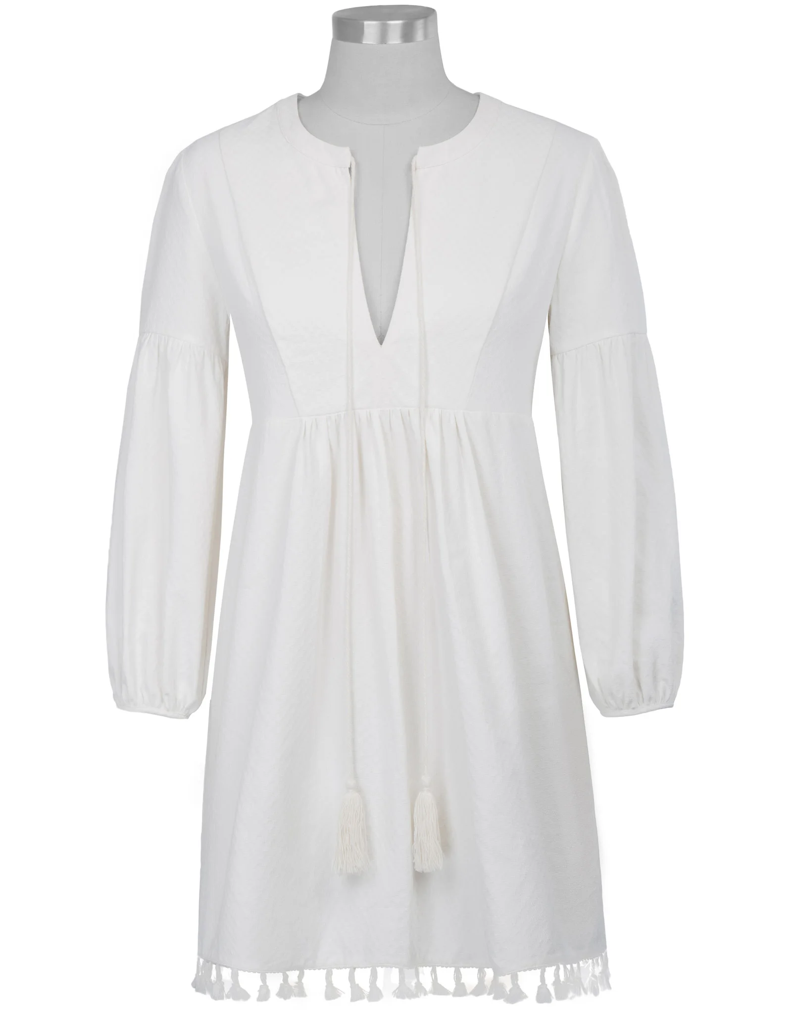 Kate Kasin Women's Bohemian Tassel Floral Tunic Shift Blouse Flowy Mini Dress | Женская одежда