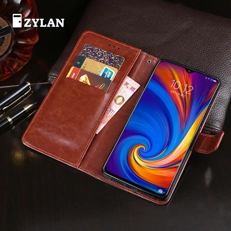 Кожаный чехол для Lenovo Z5S с откидной крышкой и подставкой бесплатный подарок |
