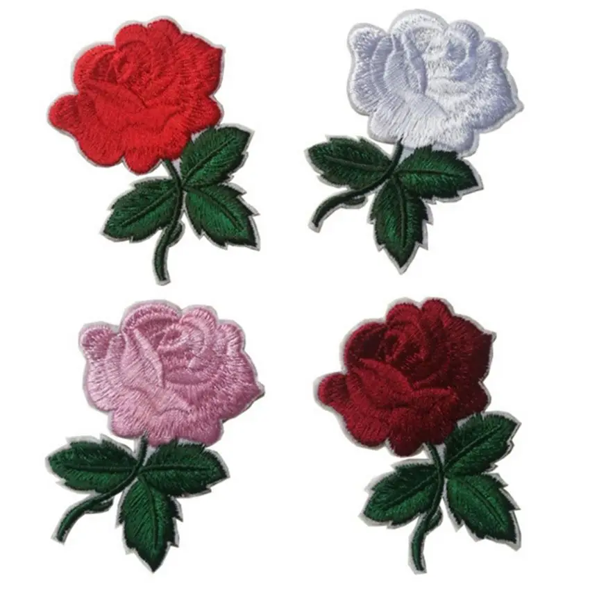 

1Pcs New Deep Red Roses Flowers Floral Retro Boho Love Hippie Applique Iron-on Patch Fabric Applique Flower Motif Children Decal