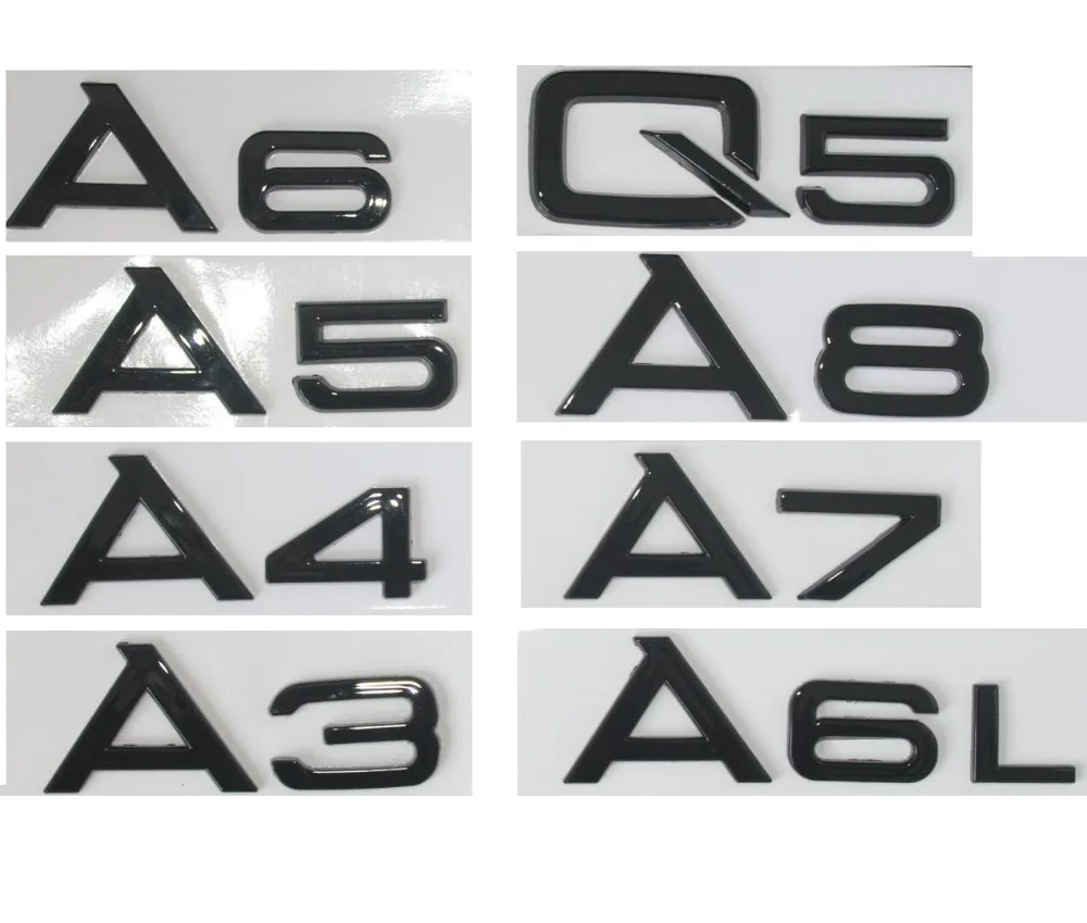 Глянцевый глянцевый черный задний багажник буквы эмблема Эмблема для Audi A3 A4 A5 A6 A7
